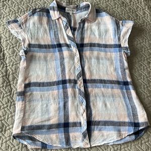 Bella Dahl Linen plaid Top in sz XS